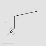 Stregtegning af metalprofilen Tagfod (type 2) fra Zinkshoppen.dk